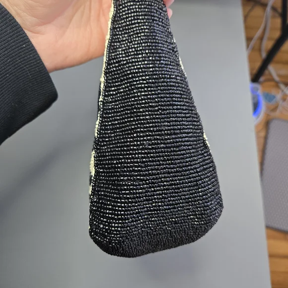 Anthropologie Black and Cream Beaded Shoulder Bag - Picture 6 of 10